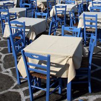 320 x 320: FOOD - GREECE - TAVERNA - BLUE CHAIRS