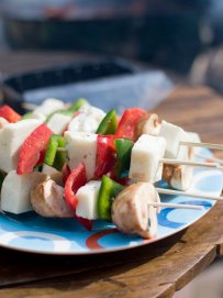 chicken kebab with haloumi from Cyprus