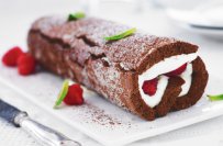 Chocolate Roll with Raspberries