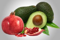 Dip with avocado and pomegranate seeds