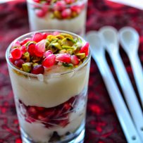 Almond Milk Pudding with pomegranate seeds 