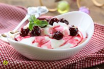 Yogurt Mousse with Sour Cherry Preserve