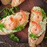 Bruschetta with shrimp and parsley dip