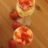 desserts with samos wine, chilled strawberry dessert, mascarpone, fruit creme 