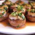 Stuffed Mushrooms with Prawns in a Red Sweet Wine Sauce