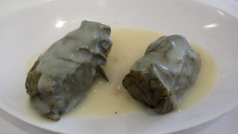 Grape Leaves stuffed with Rice and Crabmeat 