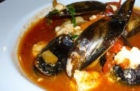 mussels, wine tomato sauce, feta cheese, delicious greek seafood