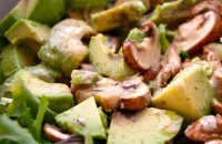 Spring Salad with Lettuce, Avocado and Fresh Mushrooms 