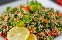 Bulgur salad with Peas, Rocket and Tomatoes