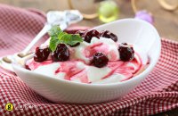 Yogurt Mousse with Sour Cherry Preserve